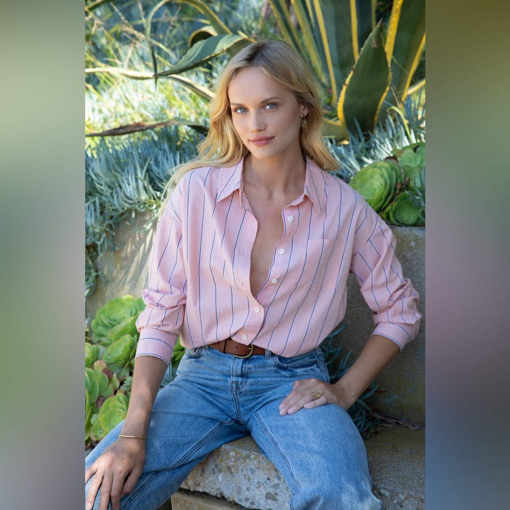 VELVET & HEART RANDALL Button up STRIPE Peach SHIRT - Picture 9 of 14